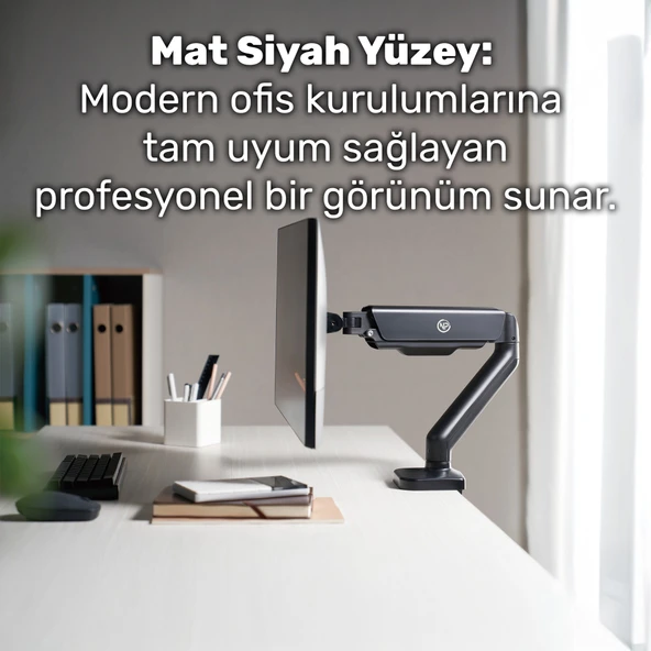 NPO STD46012B Airgrip 17"-32" Ergonomik 360° Amortisörlü VESA Tek Kol Monitör Tutucu - Resim 4