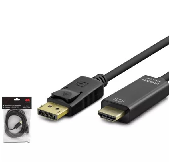 HADRON HDX7797 DISPLAY (M) TO HDMI (M) KABLO 4K 30HZ 3M SİYAH ürün görseli