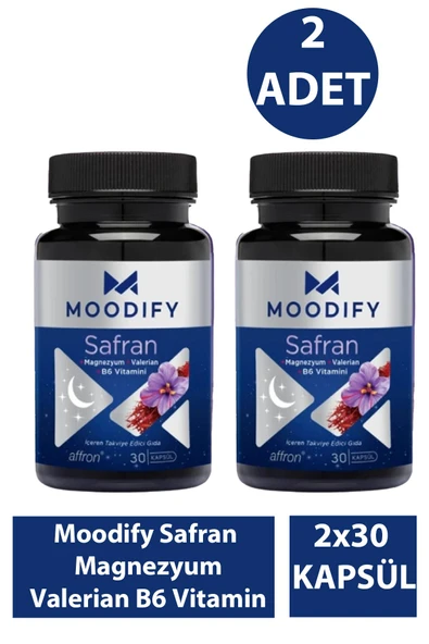 Moodify Safran Magnezyum Valerian B6 Vitamin 30 Kapsül 2 Adet ürün görseli 1