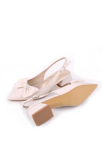 Papuç Sepeti MR150 Kadın Fiyonklu 4,5 Cm Topuklu Ayakkabı - Resim 10