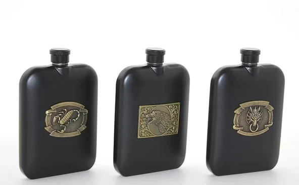 Paslanmaz Çelik Kabartmalı Tekli 6 Oz Matara Alk2666 ürün görseli 1