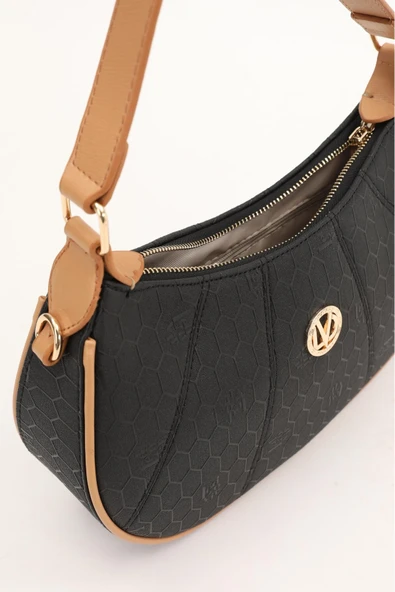 Levidor Siyah Camel Kadın Omuz Çantası 930199 - Resim 4