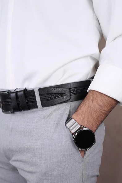 Papuç Sepeti Smt-4412 Erkek Hakiki Deri Klasik Kot Kemeri - Resim 2