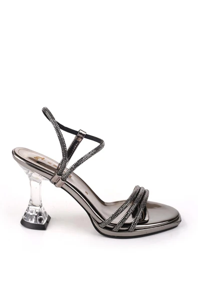 Papuç Sepeti 4749 Kadın 9 Cm Topuk Taşlı Abiye Sandalet - Resim 3