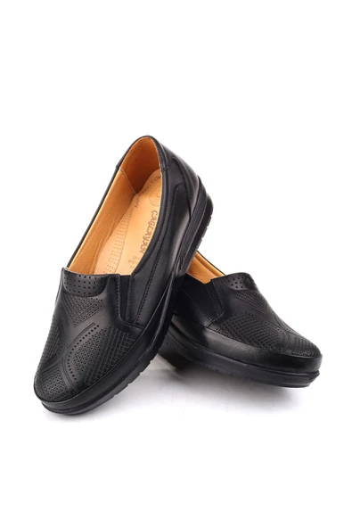 Papuç Sepeti 4566 Kadın Ortopedik Kauçuk Taban Deri Ayakkabı - Resim 3