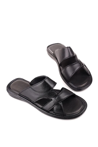 Castle Black 8521 Erkek Ortopedik Taban Hakiki Deri Terlik - Resim 3