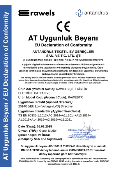 Rawels Pastel Sarı Çift Kişilik Elektrikli Battaniye - 5