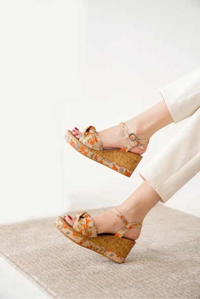 Papuç Sepeti 2019 Kadın 7 Cm Dolgu Topuk Rahat Yazlık Sandalet - 11