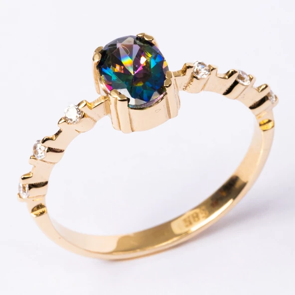 Gümüş Yüzük - Mini Mistik Topaz İhtişamı Kadın 925 Ayar Gümüş Evlilik Teklifi Yüzüğü - 11