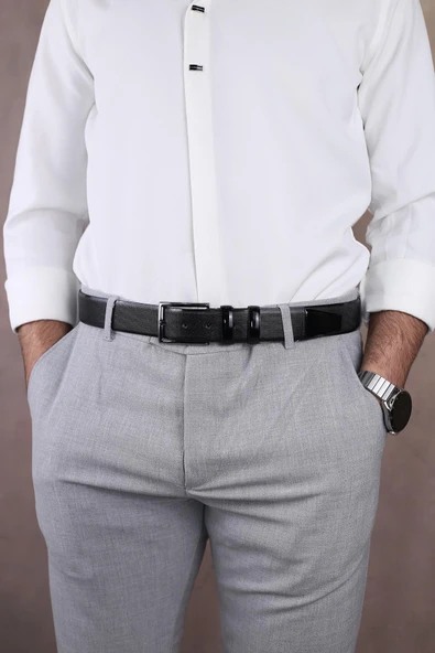 Papuç Sepeti 4399 Erkek Rugan Kumaş Kemeri - Resim 4