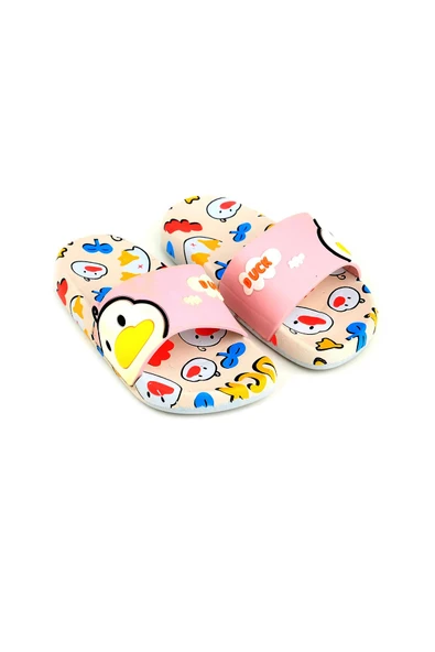 Gezer Ördek Desenli Kaydırmaz Taban Kız Çocuk Terlik - Resim 5