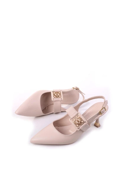 Papuç Sepeti 4005 Kadın 7,5 Cm Topuklu Arkası Açık Stiletto Ayakkabı - Resim 6