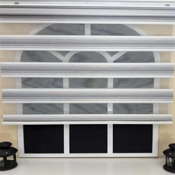 StorBurada Gri Renk Geçişli Zebra Stor Perde  Gri 100 x 260 - Resim 2