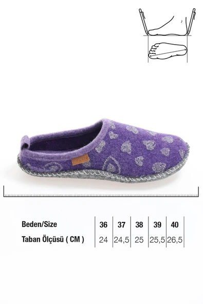 Gezer 12940 Kadın Keçe Kumaş Sessiz Taban Ev-Halı Terliği - Resim 2