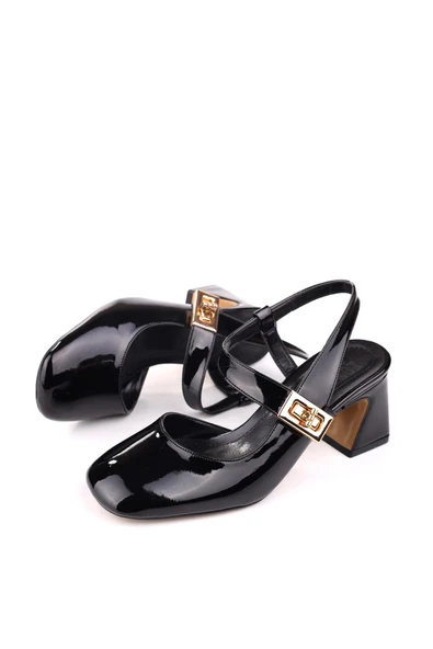 Papuç Sepeti 3002 Kadın 6 Cm Topuklu Rugan Ayakkabı - Resim 5