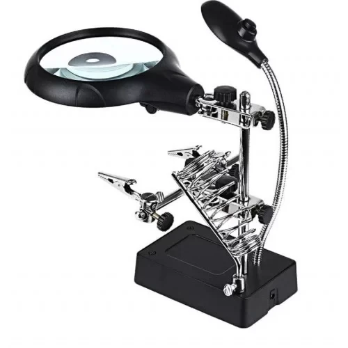 Masa Üstü Mandallı ,2.5x90mm, 7.5x34mm Mercekli ,adaptörlu Işıklı Büyüteç ürün görseli 1