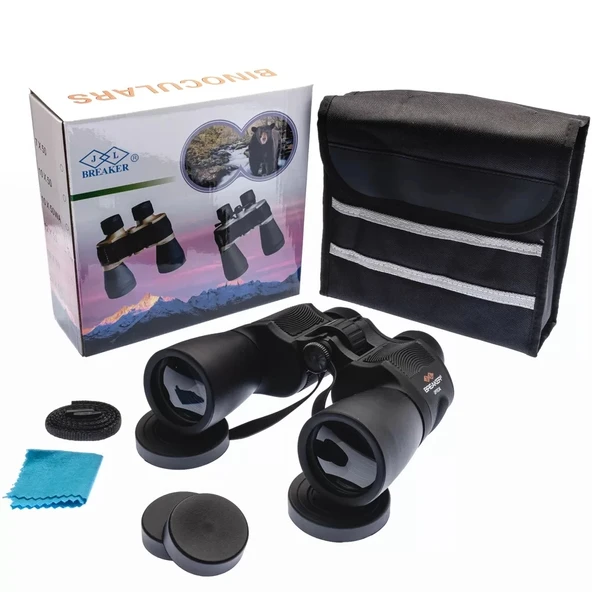 Breaker 7x50 Wd2 Çift Göz Ayarlı Profesyonel El Dürbünü – 1000m/56m – Siyah ürün görseli 1