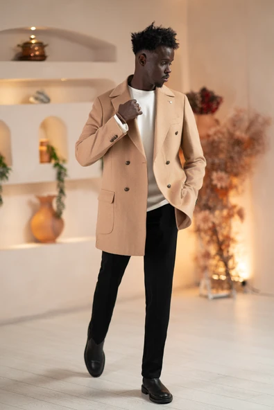 Paul Martin İtalyan Yaka Yünlü Kruvaze Kaşe Kaban - 9