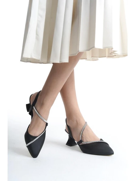 Papuç Sepeti 028 Kadın Taş Detaylı Arkası Açık 6 Cm Topuklu Ayakkabı - Resim 8