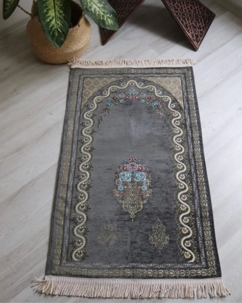 Çeyizlik Hediyelik Seccade Eşarp Tesbih Set – Kadife Astarlı Seccade, Eşarp, Kristal Tesbih Kutulu Lüks Hediye Seti - Resim 6