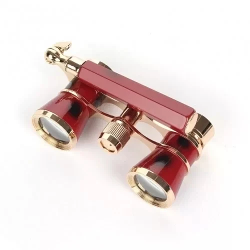 Nefis Işlemeli, Tiyatro / Opera Dürbünü 3x25 Prinç Metal Kaplamalı Retro Kahverengi - Resim 3