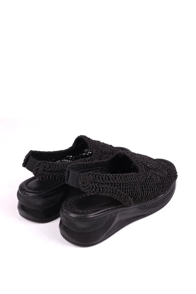 Papuç Sepeti 4708 Kadın 5 Cm Dolgu Topuklu Örgü Sandalet - Resim 9