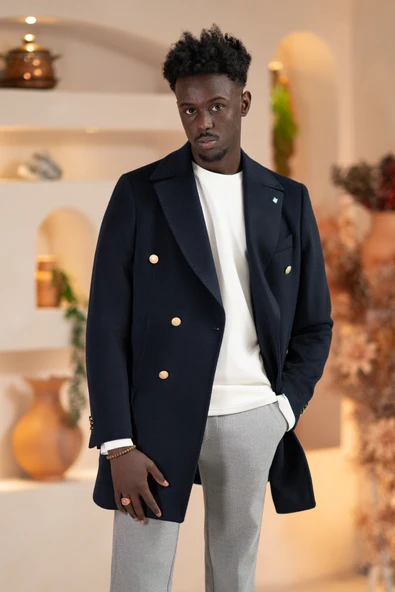 Paul Martin İtalyan Yaka Yünlü Kruvaze Kaşe Kaban - 4