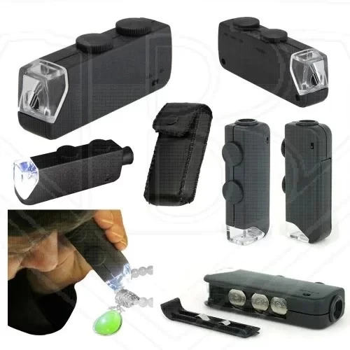 Mini 60x 100x Zoom Lens Odak Takı Led Cep Mikroskop Büyüteç - Resim 2