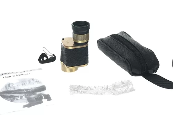 6x24  Baıgısh, Askeri Tarzi Pirinç Ve Deri Kaplamalı, Deri Çantalı Monocular Dürbün Sarı ürün görseli 1