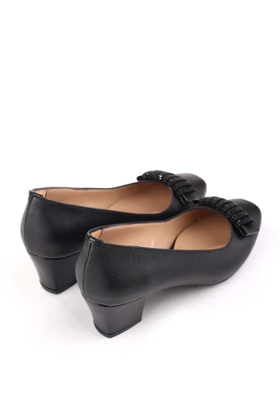 Gold Step 8690 Kadın Fiyonk Taş Detaylı  5 Cm Topuklu Günlük Ayakkabı - Resim 4