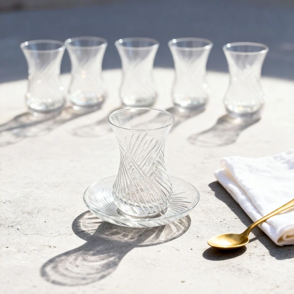 GÜRAL PORSELEN Güral Cam 12 Parça 6 Kişilik  Çay Takımı Mystıc - Resim 2