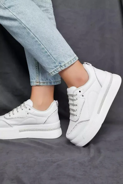 Papuç Sepeti 319 Anatomik Kadın Yüksek Taban Gelinlik Spor Ayakkabı - Resim 2