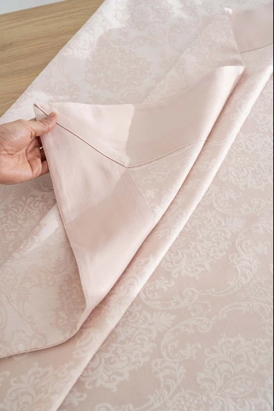 Damascus Pudra Pembe Masa Örtüsü 160x220 cm - Resim 6