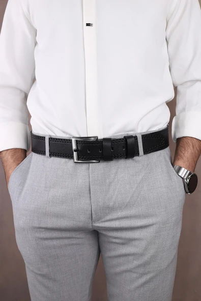 Papuç Sepeti Smt-4413 Erkek Hakiki Deri Klasik Kot Kemeri - Resim 4