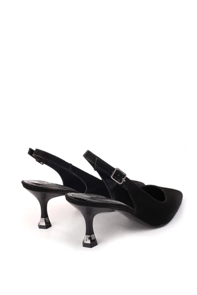 Papuç Sepeti 4000 Kadın 7,5 Cm Topuklu Arkası Açık Stiletto Ayakkabı - Resim 5