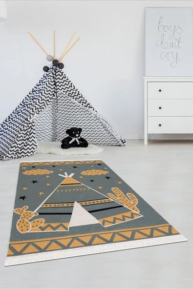 Çok Renkli Yumuşak Dokulu Çift Taraflı Yıkanabilir Pamuk Saçaklı Dokuma Dekoratif Kilim Halı - 3