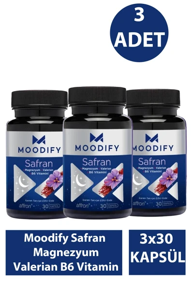 Moodify Safran Magnezyum Valerian B6 Vitamin 30 Kapsül 3 Adet ürün görseli 1