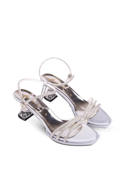 Papuç Sepeti 4750 Kadın 5 Cm Topuk Taşlı Abiye Sandalet ürün görseli 1