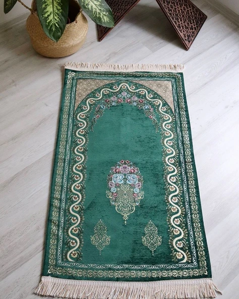 Çeyizlik Hediyelik Seccade Eşarp Tesbih Set – Kadife Astarlı Seccade, Eşarp, Kristal Tesbih Kutulu Lüks Hediye Seti - Resim 9