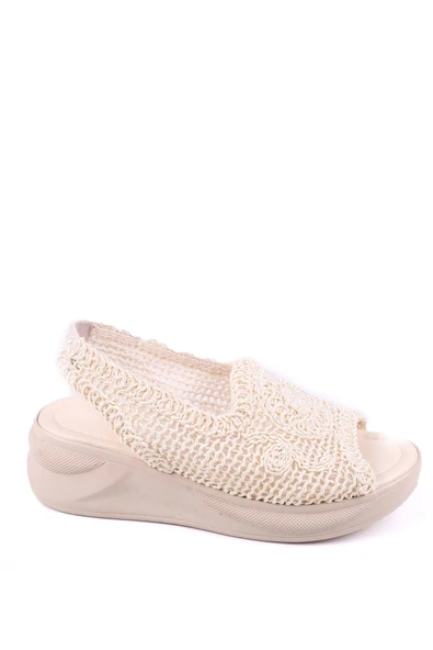 Papuç Sepeti 4708 Kadın 5 Cm Dolgu Topuklu Örgü Sandalet - Resim 8