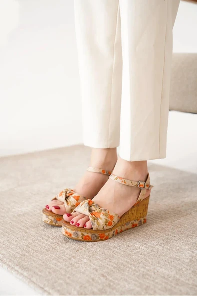 Papuç Sepeti 2019 Kadın 7 Cm Dolgu Topuk Rahat Yazlık Sandalet