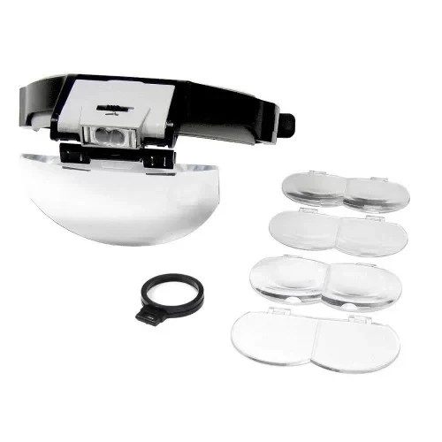 Lens Takmalı 5 Lenslı , Led Lambalı Şapka Tip Büyüteç - 3