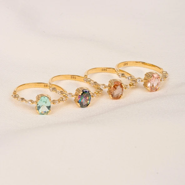 Gümüş Yüzük - Mini Mistik Topaz İhtişamı Kadın 925 Ayar Gümüş Evlilik Teklifi Yüzüğü - 8