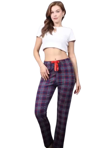 Pijama Altı Modal  Ring Viskon Kumaş-Ekose Desenli