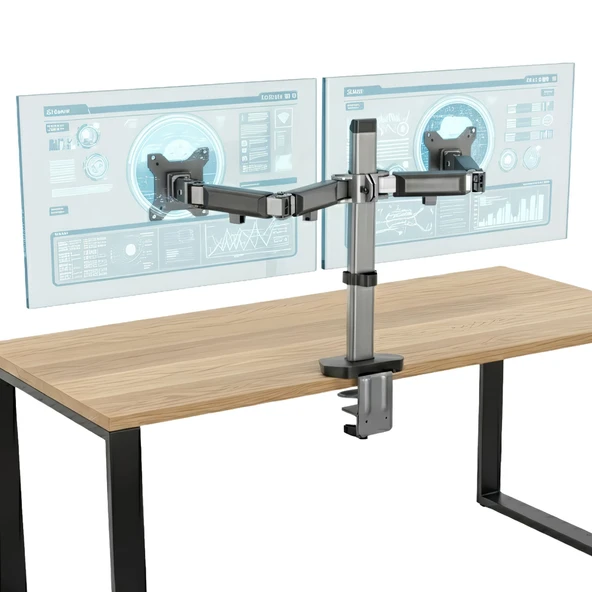 NPO STD55024S Basic 17"-32" Geniş Aralıklı Hareketli VESA Çift Kol Monitör Tutucu ürün görseli