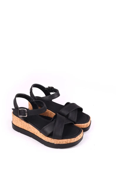 Castle Black 35180 Çapraz Dolgu Topuk Günlük Kadın Sandalet ürün görseli 1