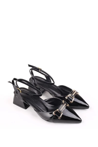 Papuç Sepeti 865 Kadın Rugan Klasik Topuklu Ayakkabı - Resim 3