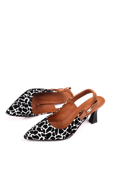 Papuç Sepeti 154 Kadın 8 Cm Topuklu Arkası Açık Stiletto Ayakkabı - Resim 8