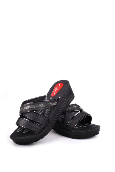 Papuç Sepeti 4869 Çapraz & Taşlı  Anatomik Taban Günlük Kadın Terlik - Resim 3