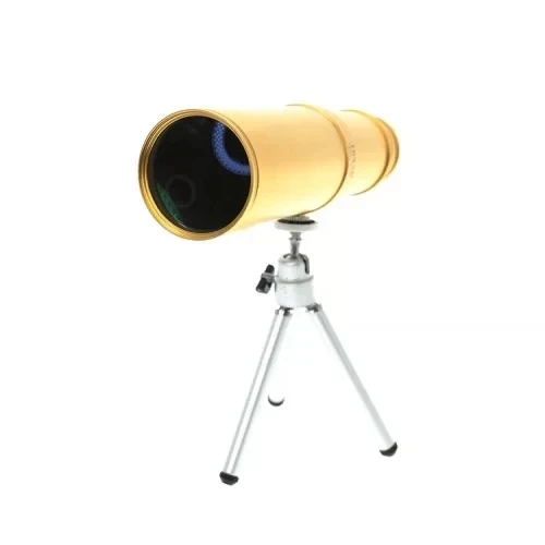 50x50 Panda Metal Gövde Tek Gözle Büyük Mercek Korsan Dürbün Gold - Resim 6